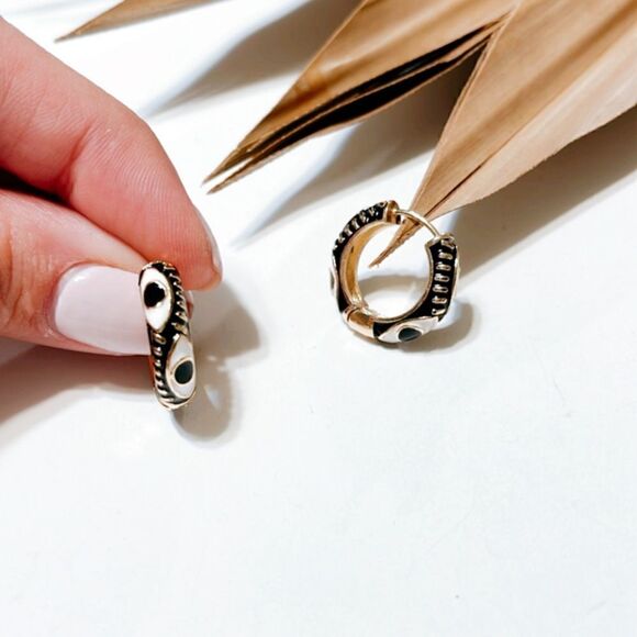 Gold evil eye hoop N352 - Picture 3 of 4